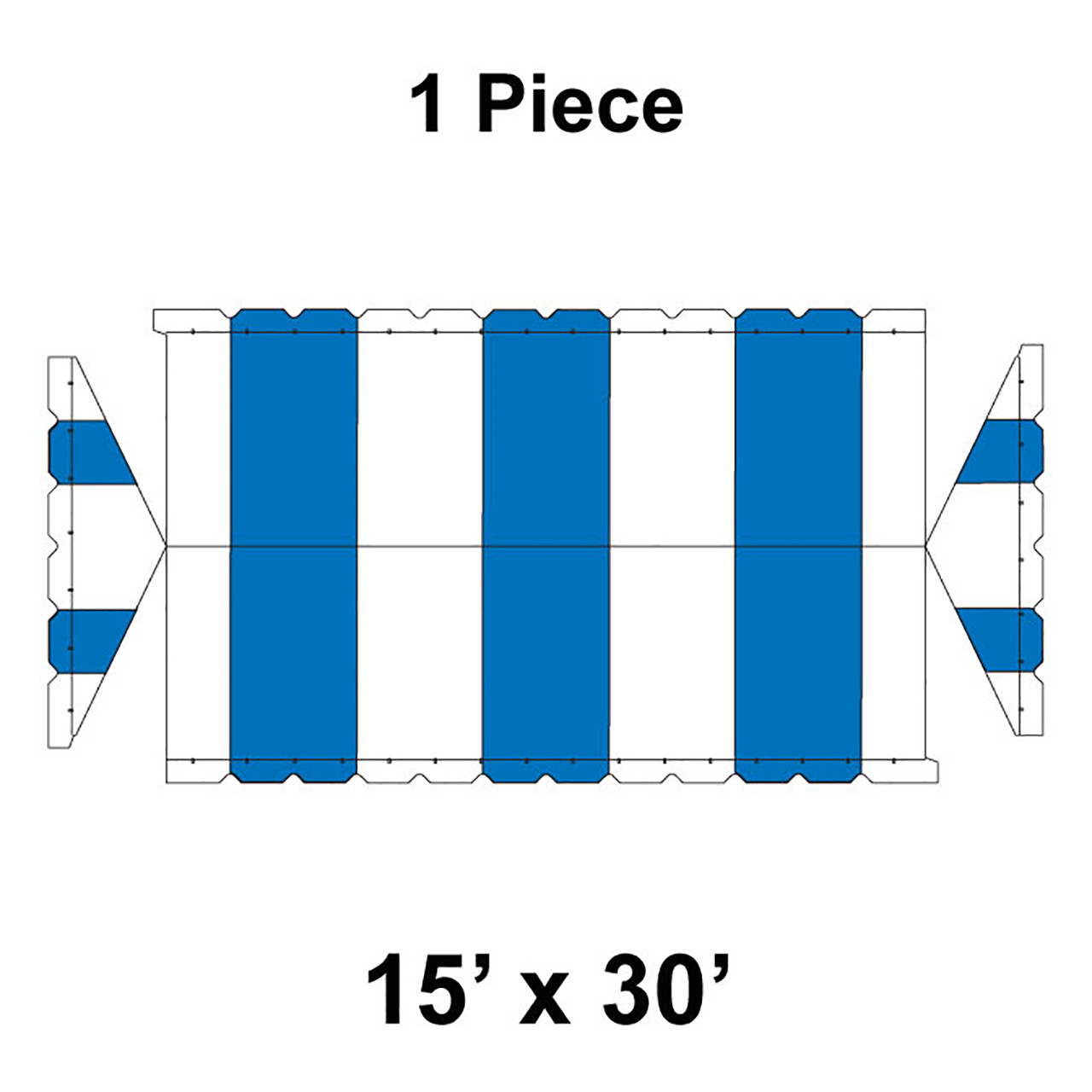 15' x 30' Gable Frame Tent, 1 Piece, 16 oz. Ratchet Top, White and Blue