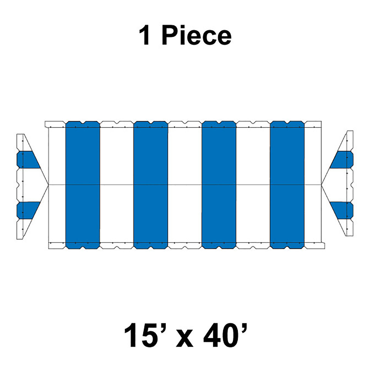 15' x 40' Gable Frame Tent, 1 Piece, 16 oz. Ratchet Top, White and Blue