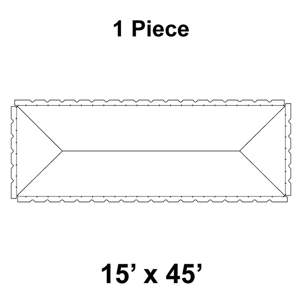 15' x 45' Classic Pole Tent, 1 Piece, 16 oz. Ratchet Top, Solid White