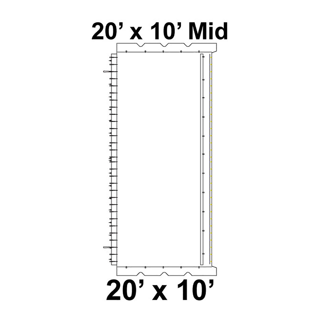 20' x 10' Classic Pole Tent Mid, 16 oz. Ratchet Top, Solid White