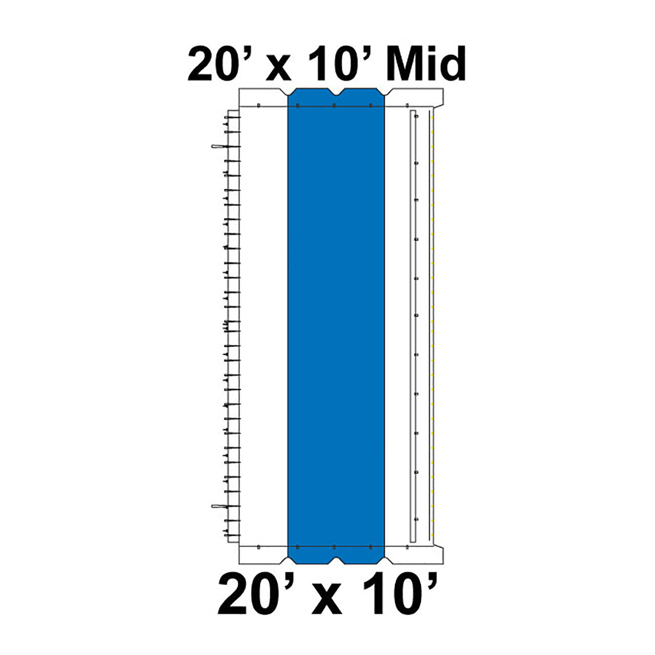 20' x 10' Classic Pole Tent Mid, 16 oz. Ratchet Top, White and Blue