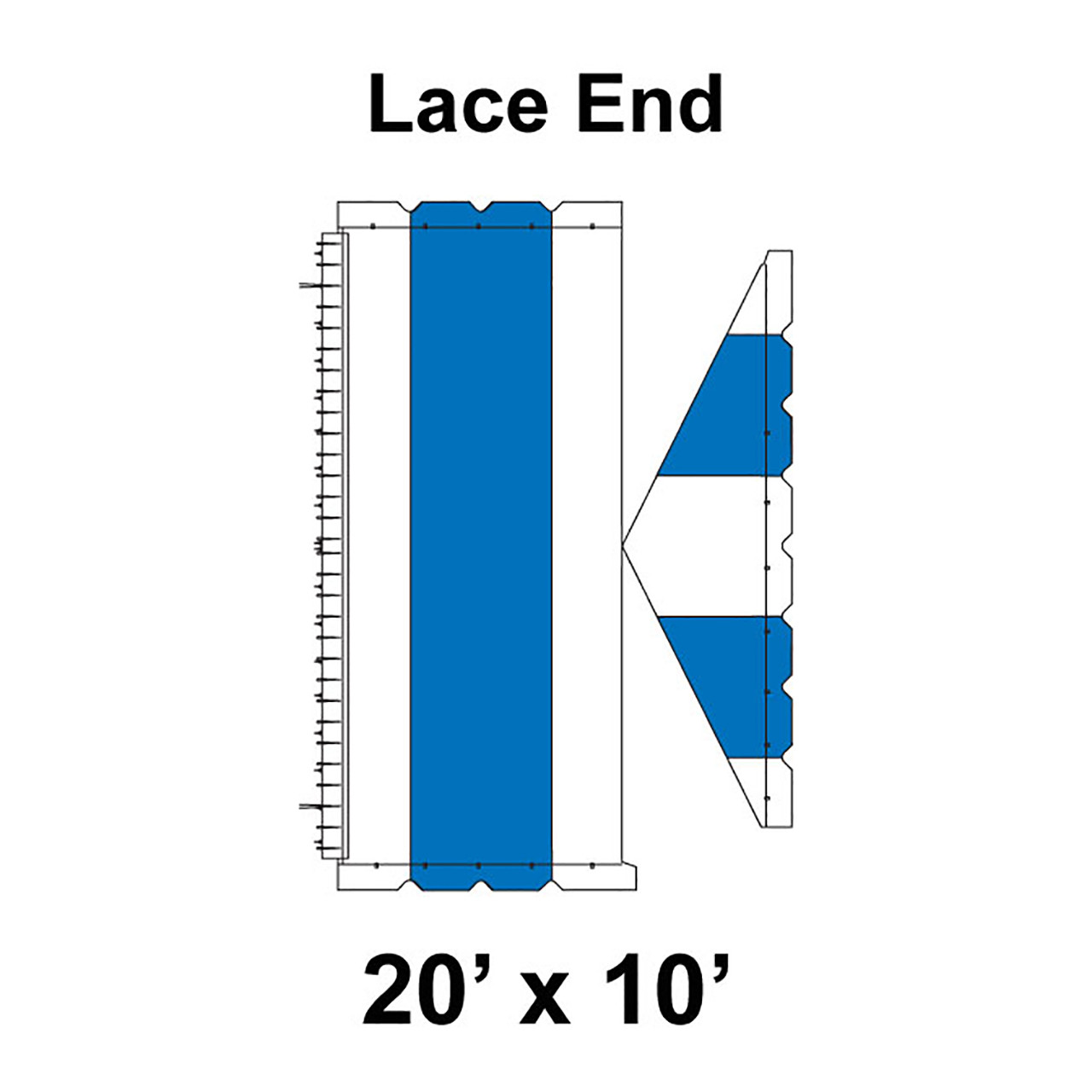 20' x 10' Gable Tent Lace End, 16 oz. Ratchet Top, White and Blue