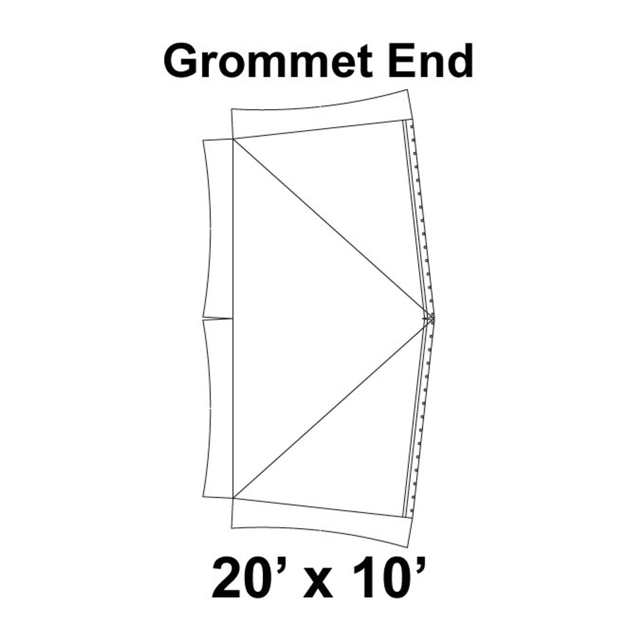 20' x 10' Master Frame Tent Grommet End, 16 oz. Ratchet Top, Solid White