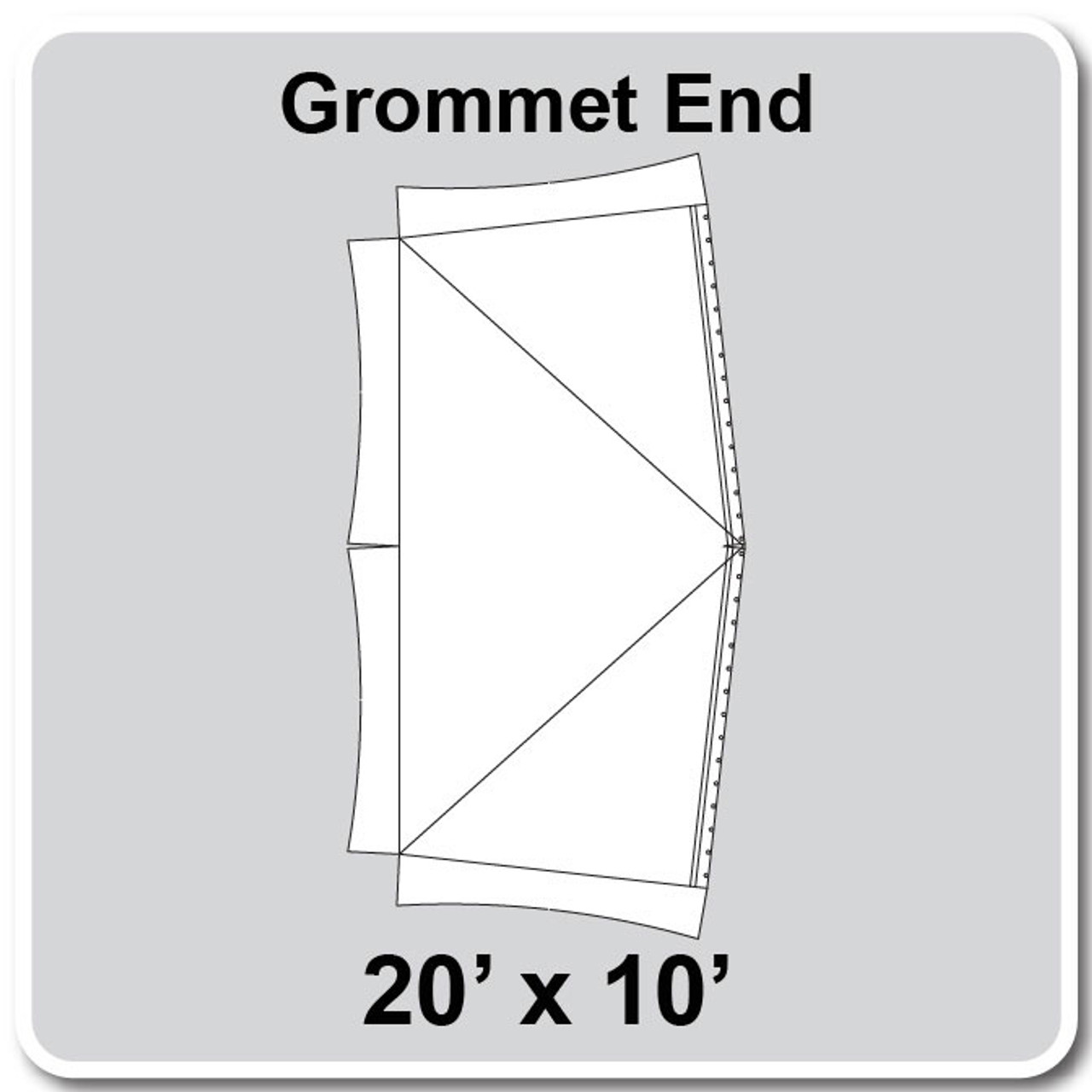 20' x 10' Master Frame Tent Grommet End, 16 oz. Ratchet Top, Solid White