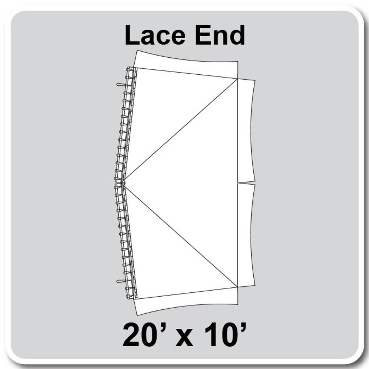 20' x 10' Master Frame Tent Lace End, 16 oz. Ratchet Top, Solid White