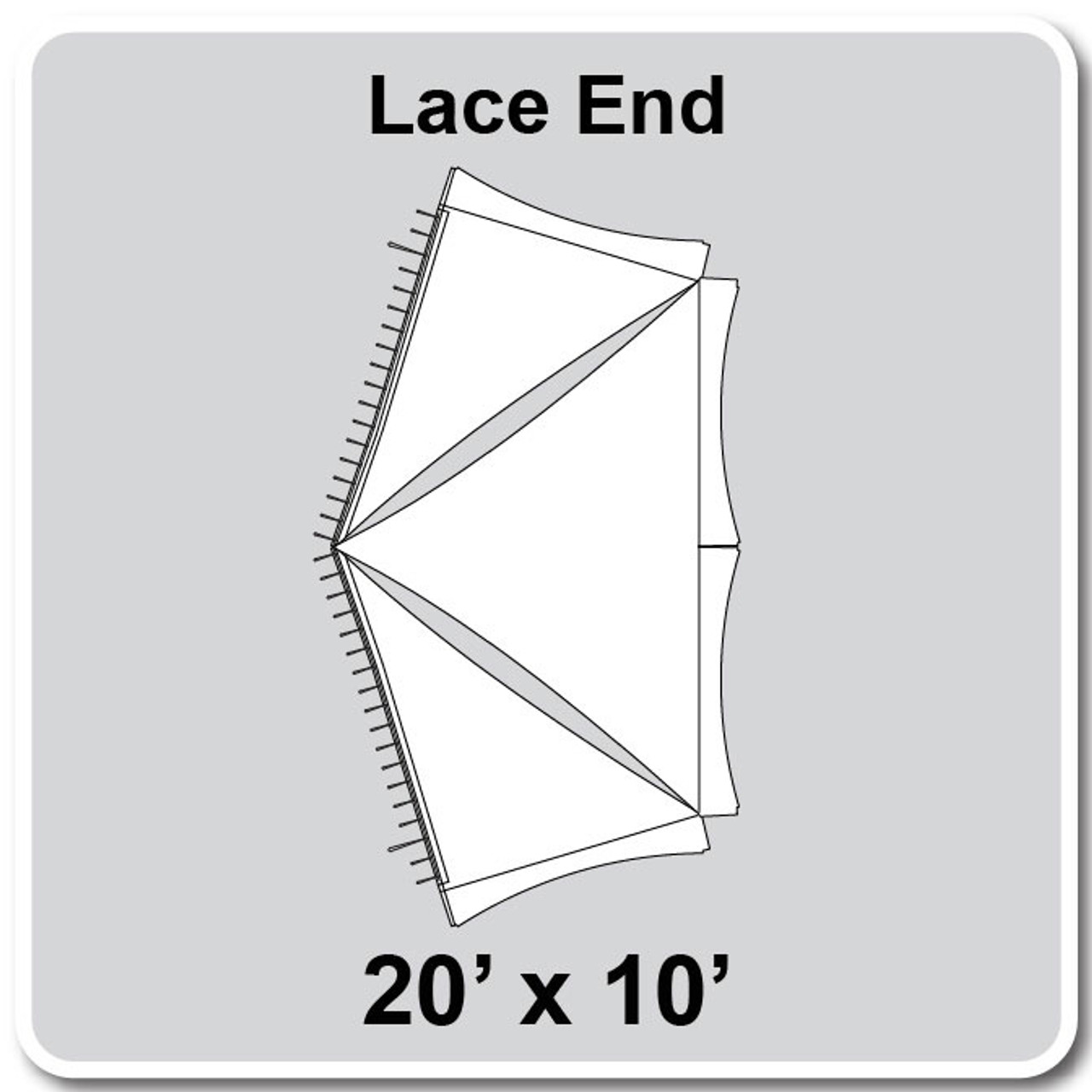 20' x 10' Master Series High Peak Tent Lace End, 16 oz. Ratchet Top, Solid White