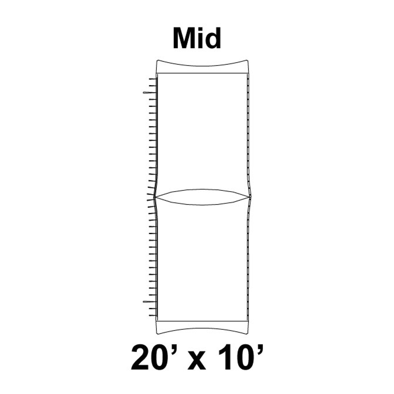 20' x 10' Master Series High Peak Tent Mid, 16 oz. Ratchet Top, Solid White