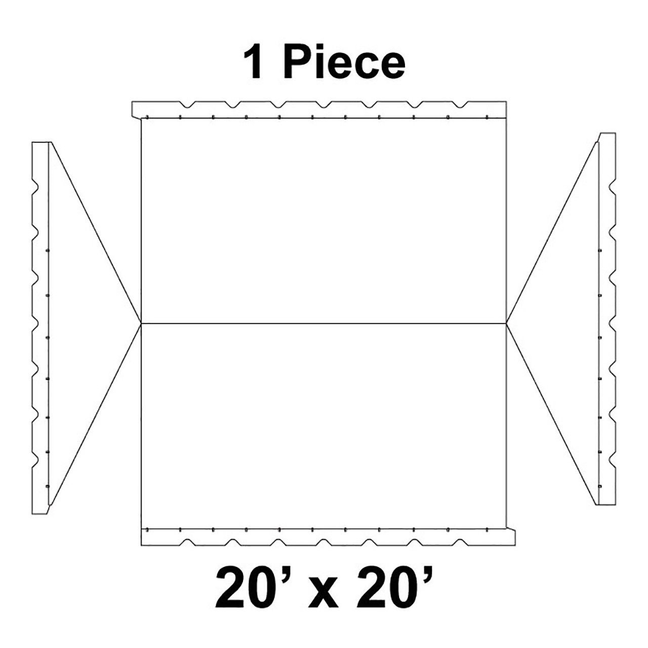 20' x 20' Gable Frame Tent, 1 Piece, 16 oz. Ratchet Top, Solid White