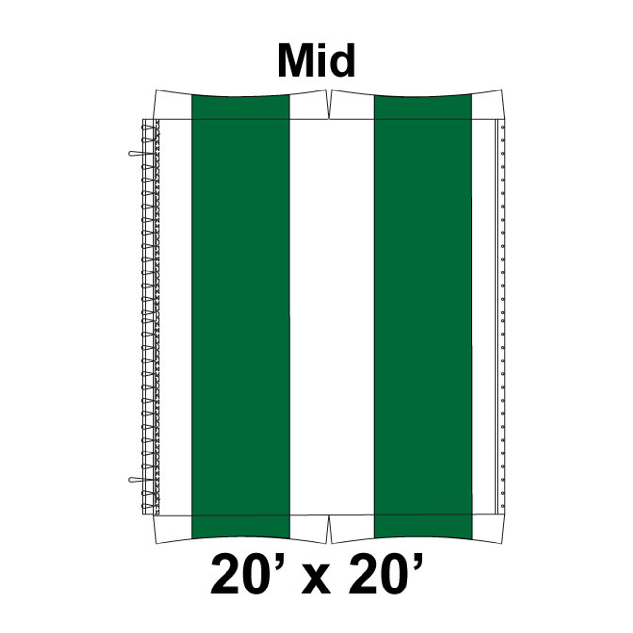 20' x 20' Master Frame Tent Mid, 16 oz. Ratchet Top, White and Forest Green