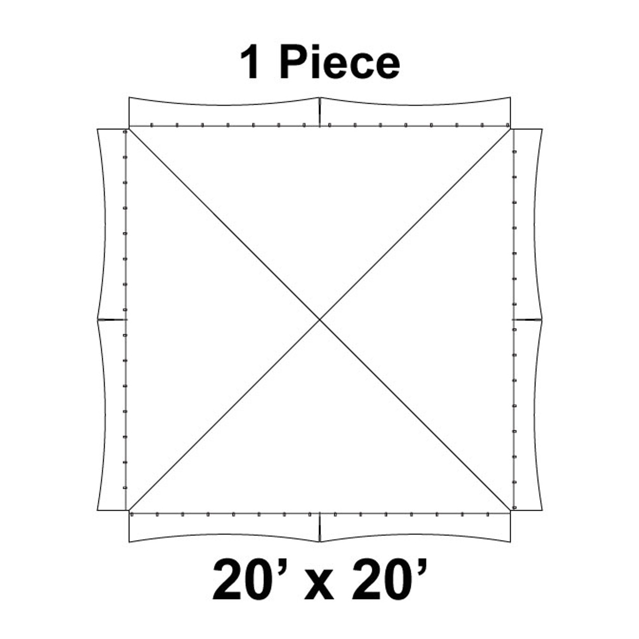 20' x 20' Master Series Peak Tent, 1 Piece, 16 oz. Ratchet Top, Solid White