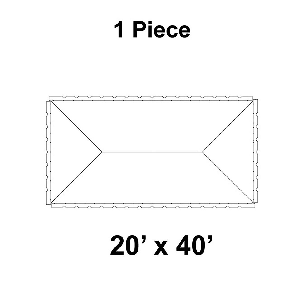 20' x 40' Classic Pole Tent, 1 Piece, 16 oz. Ratchet Top, Solid White