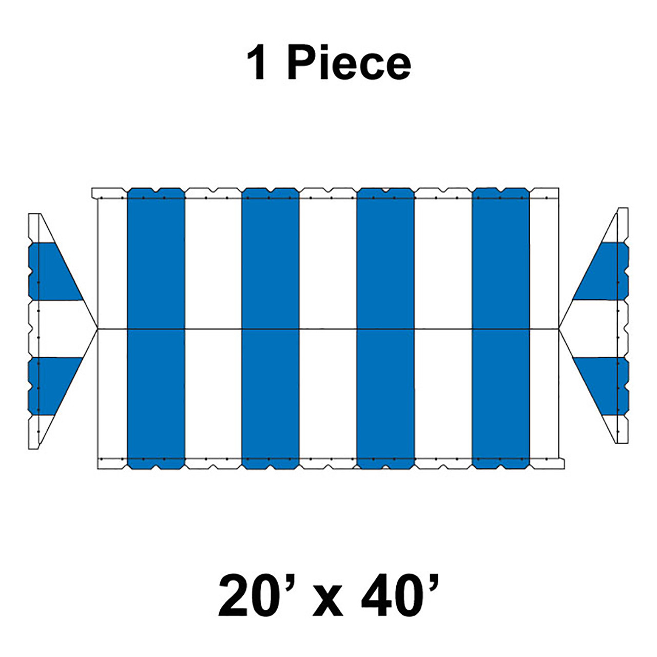 20' x 40' Gable Frame Tent, 1 Piece, 16 oz. Ratchet Top, White and Blue