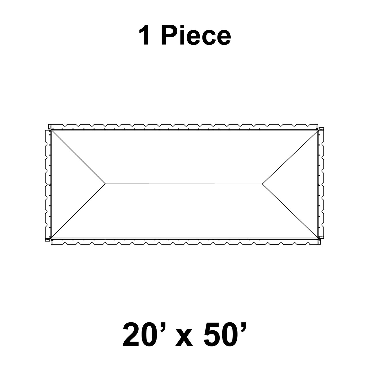 20' x 50' Classic Pole Tent, 1 Piece, 16 oz. Ratchet Top, Solid White