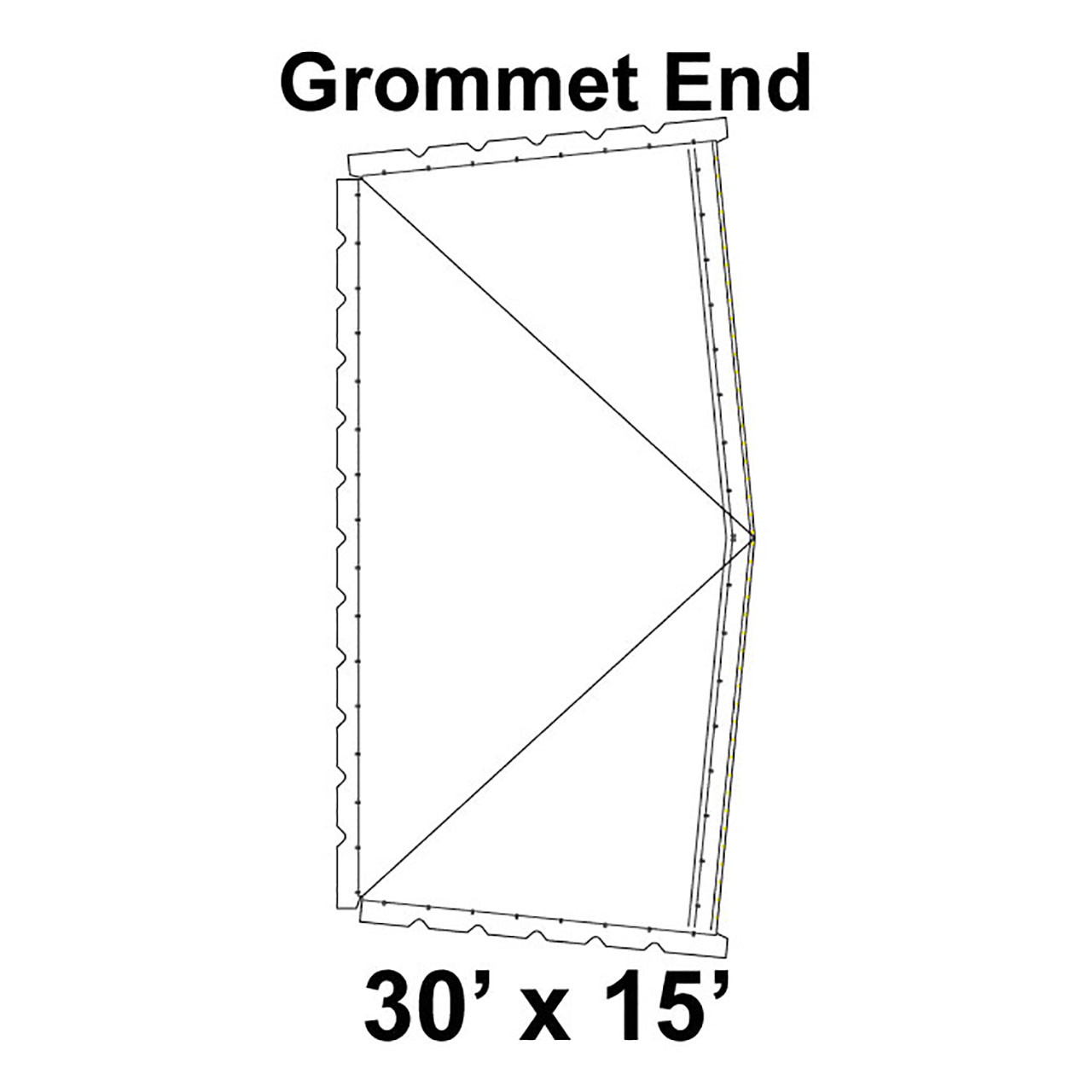 30' x 15' Classic Series Frame Tent Grommet End, 16 oz. Ratchet Top, Solid White