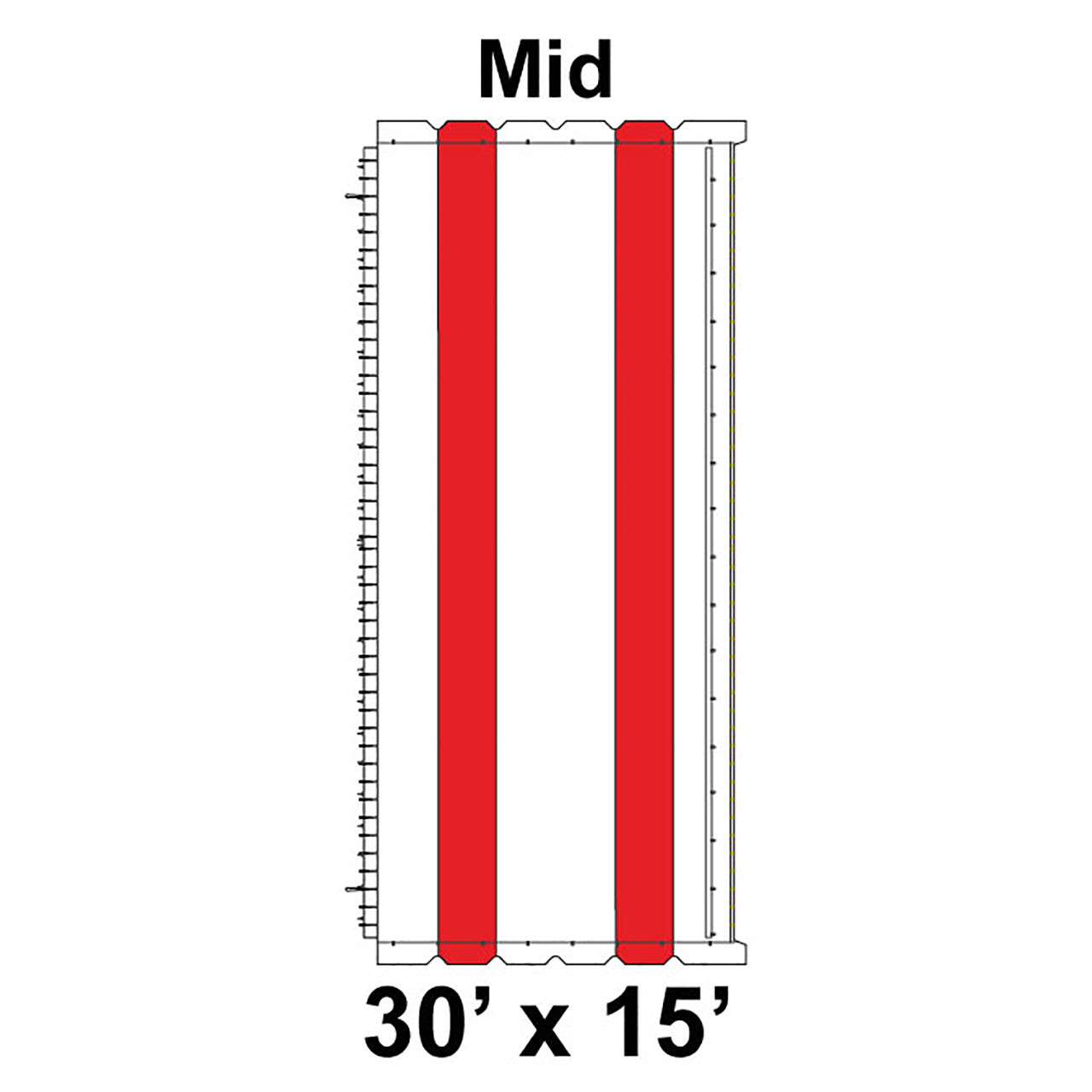 30' x 15' Classic Series Frame Tent Mid, 16 oz. Ratchet Top, White and Red
