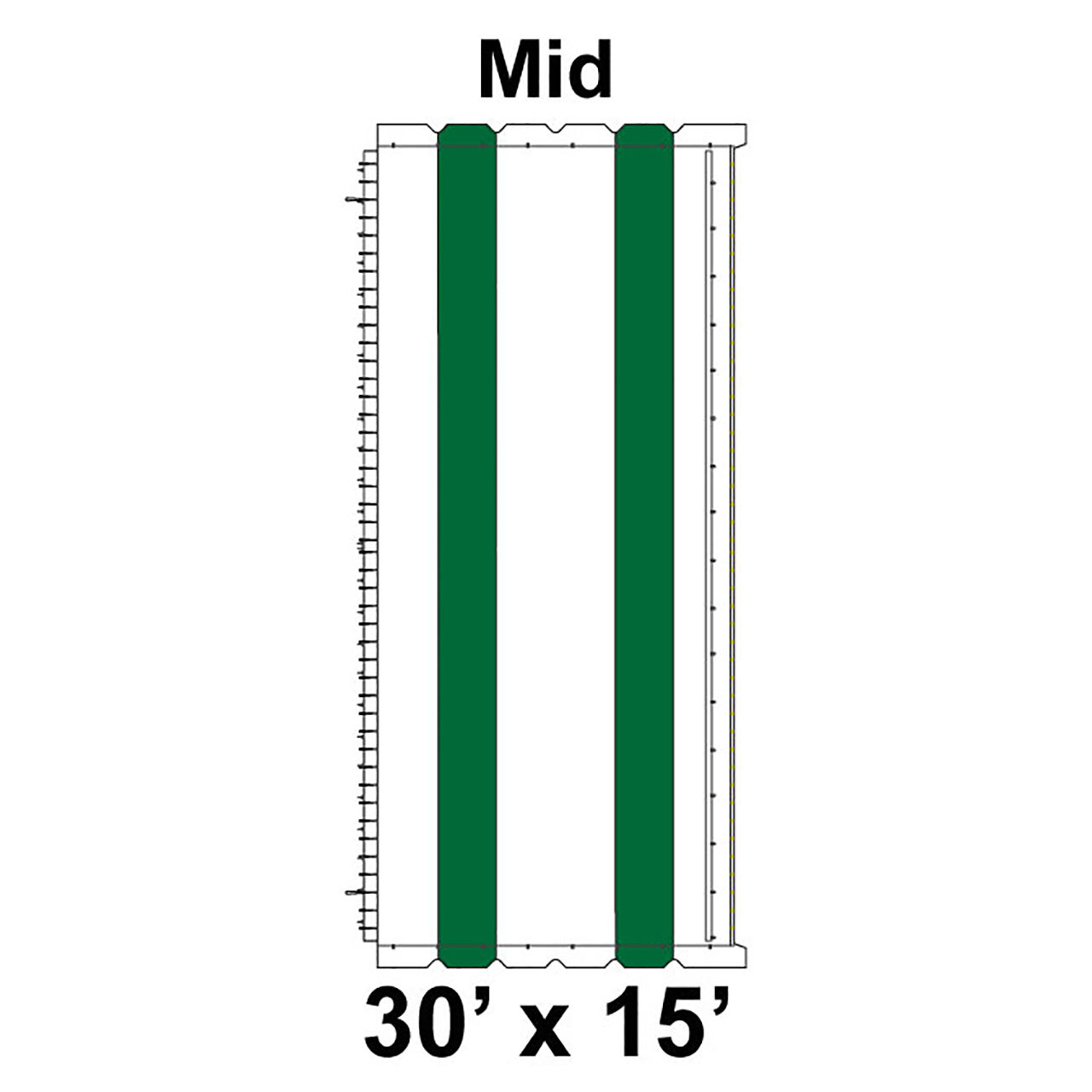 30' x 15' Classic Series Frame Tent Mid, 16 oz. Ratchet Top, White and Forest Green