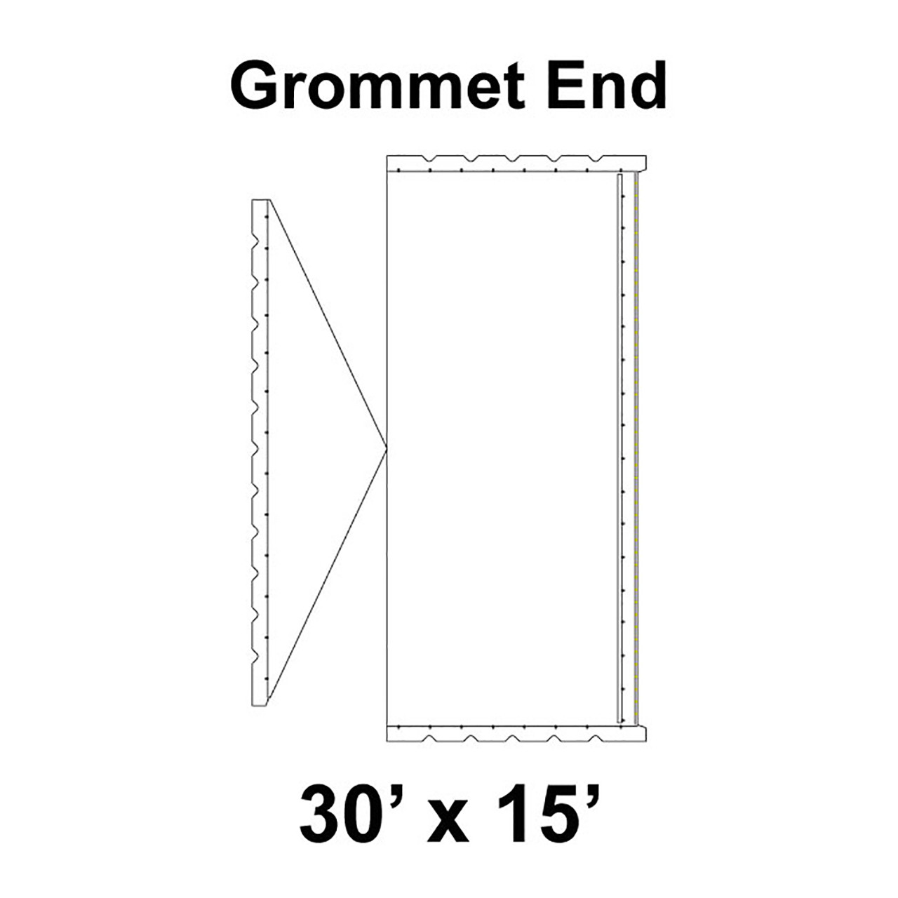 30' x 15' Gable Frame Tent Grommet End, 16 oz. Ratchet Top, Solid White
