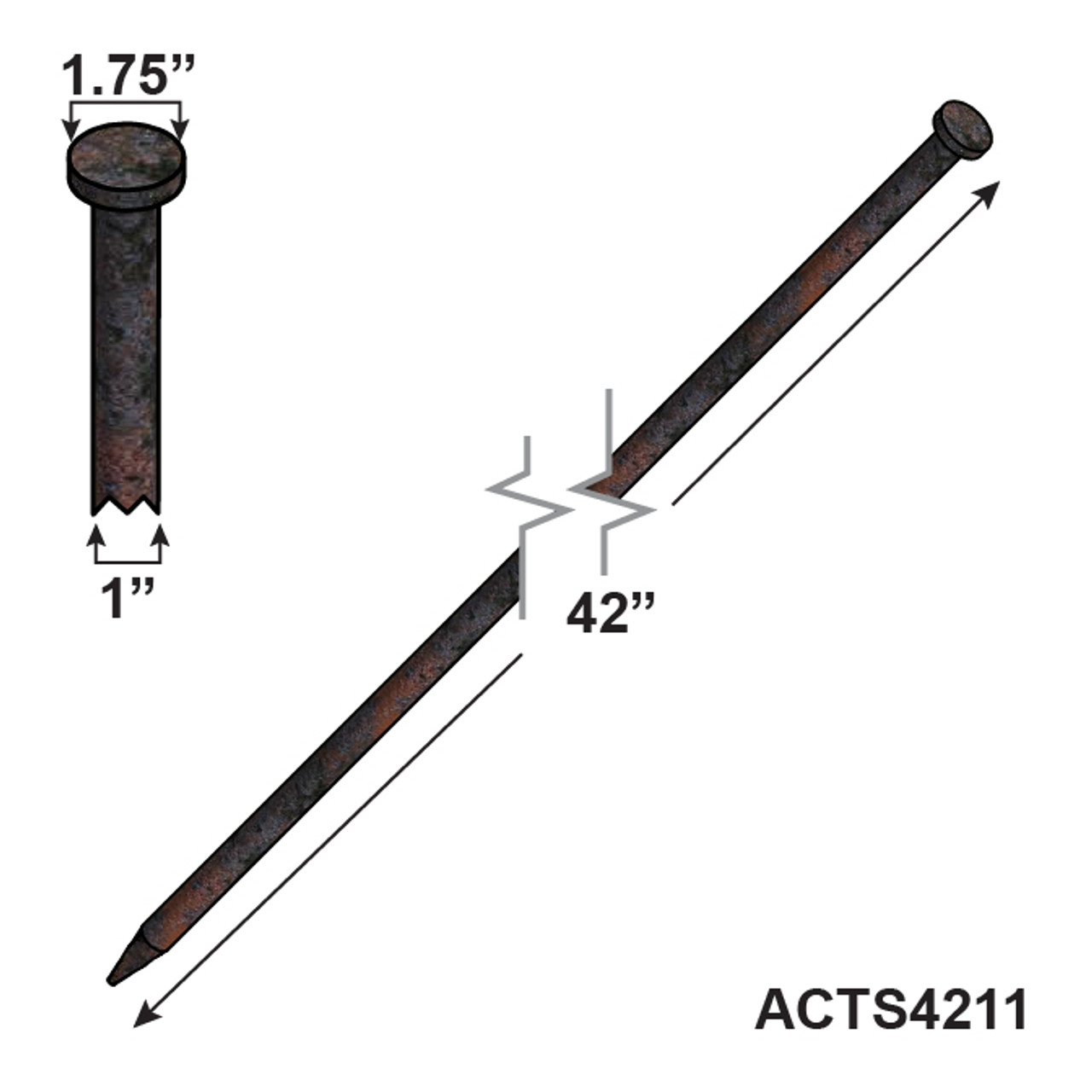 42" x 1" Single Head Tent Stake