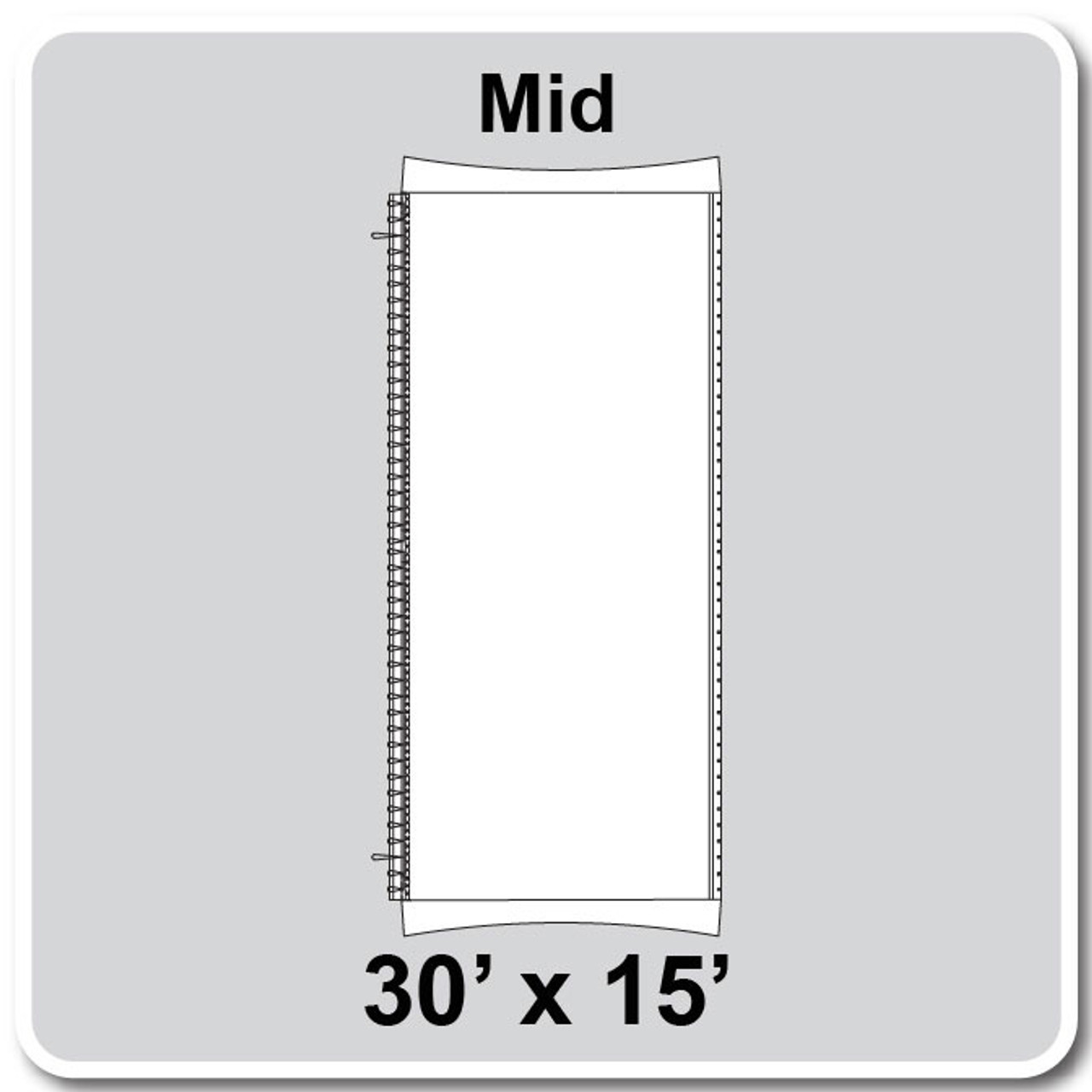 30' x 15' Master Series Frame Tent Mid, 16 oz. Ratchet Top, Solid White