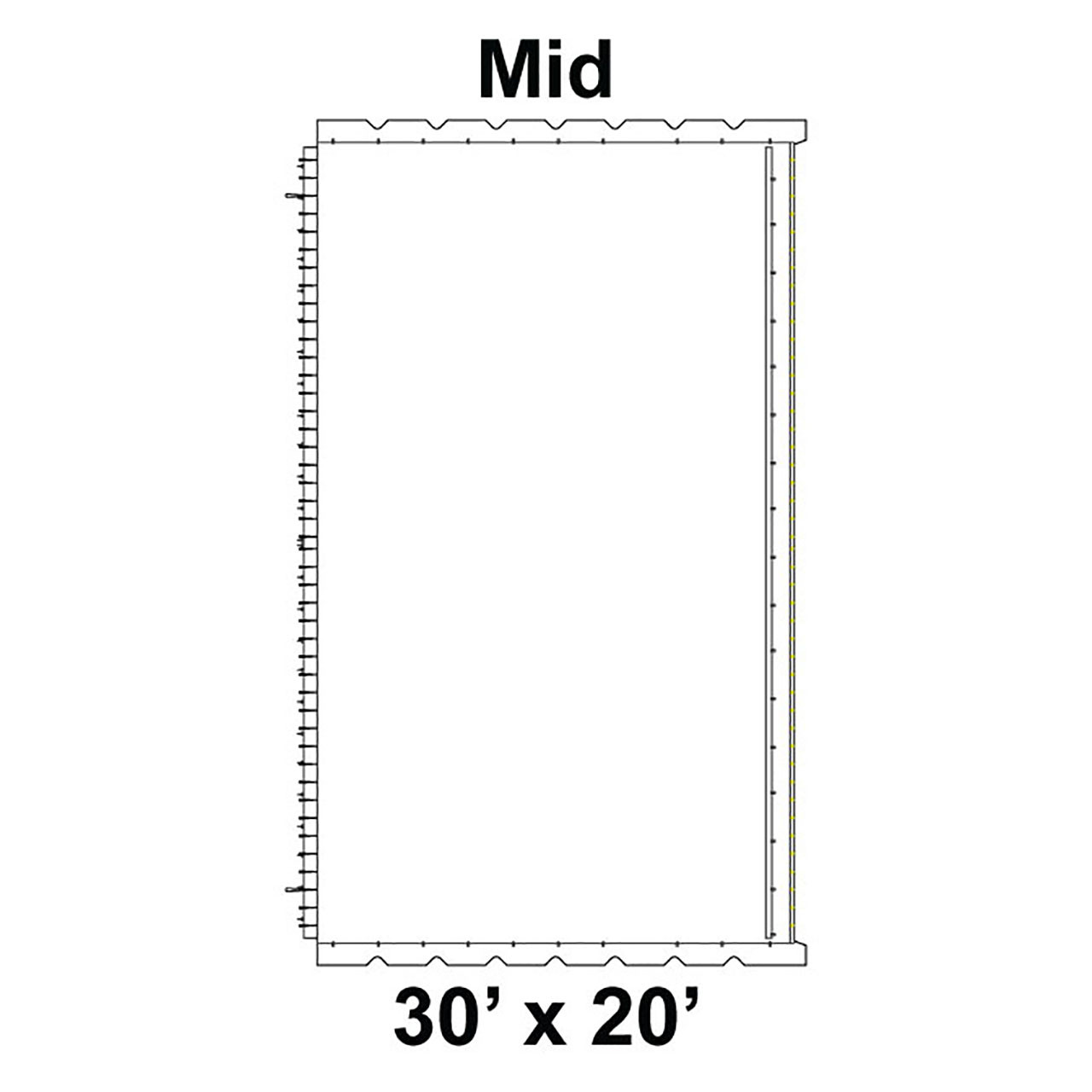 30' x 20' Classic Frame Tent Mid, 16 oz. Ratchet Top, Solid White