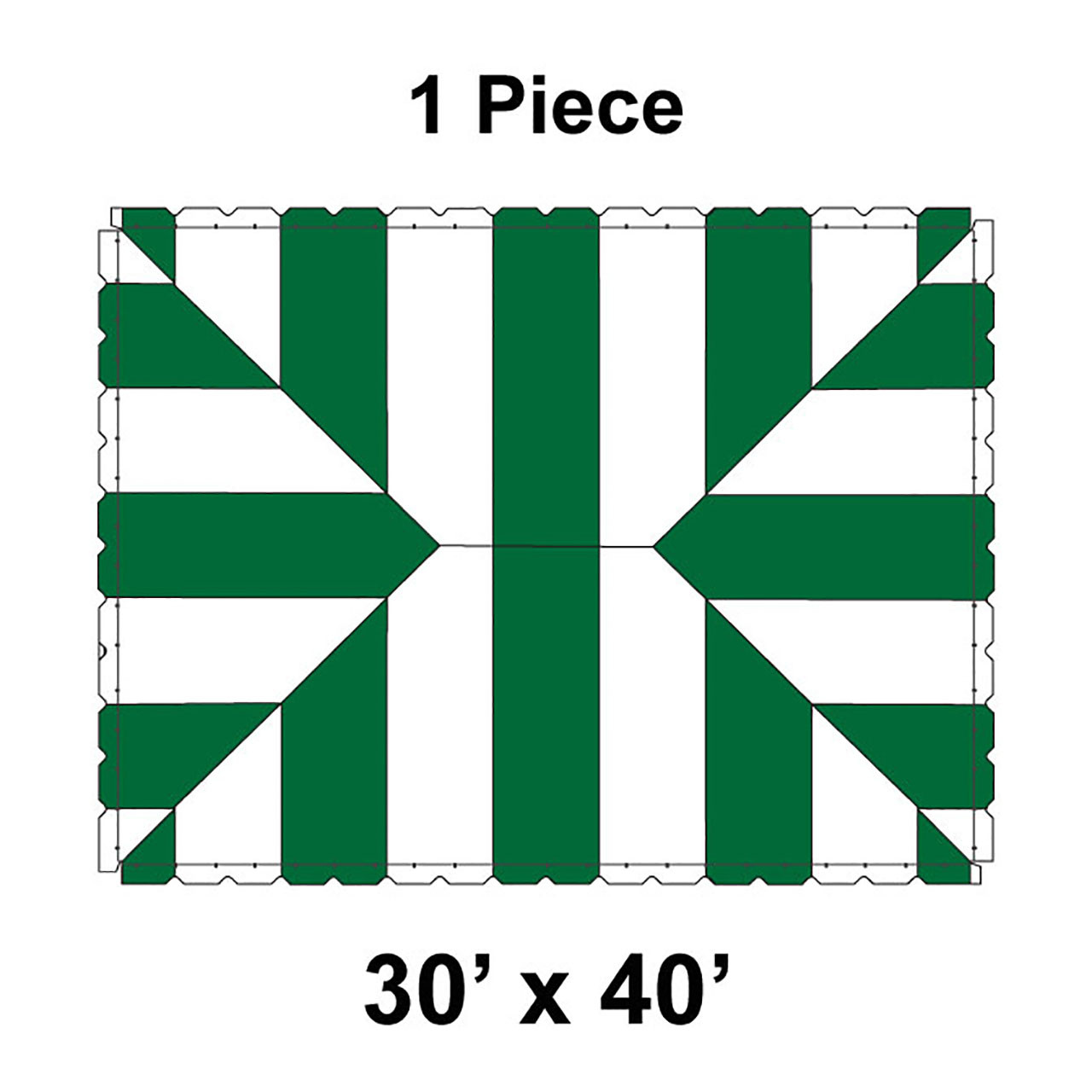 30' x 40' Classic Series Frame Tent, 1 Piece, 16 oz. Ratchet Top, White and Forest Green