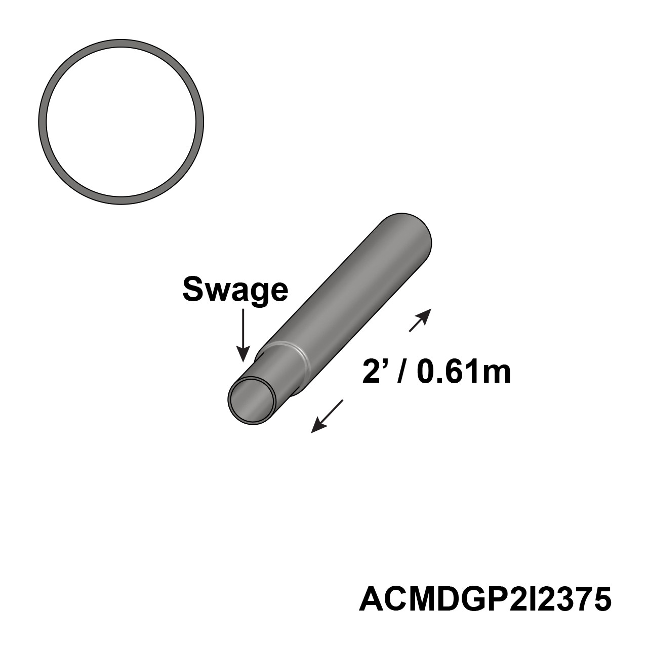 2' Galvanized Insert 6'' Swage