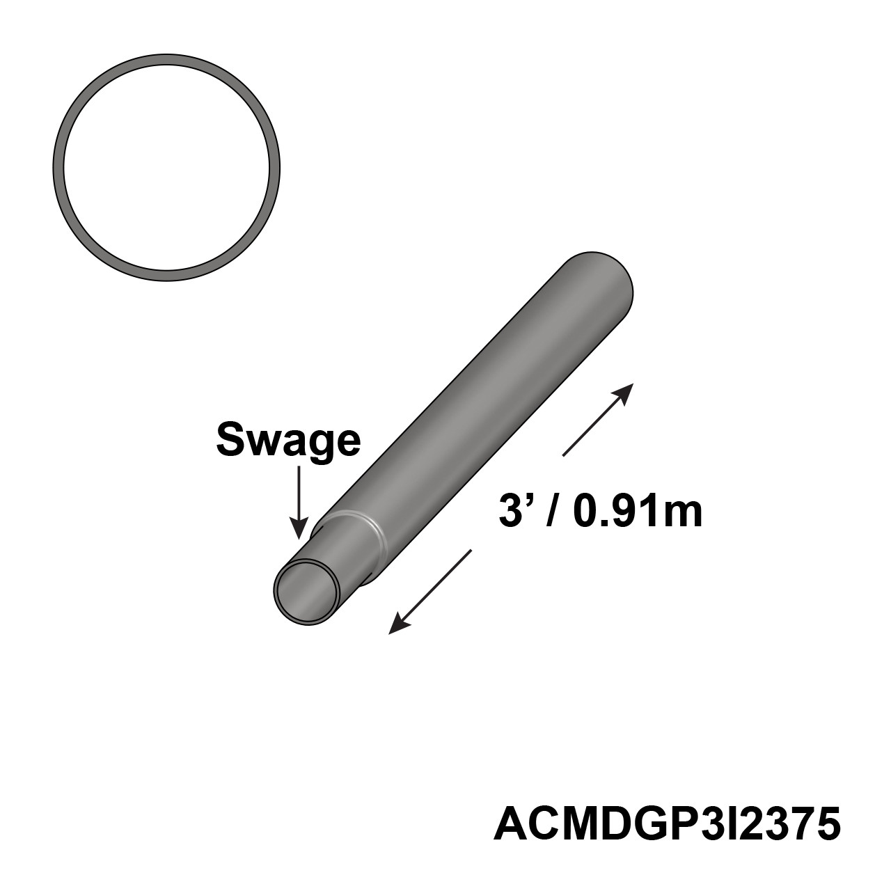 3' Galvanized Insert 6'' Swage