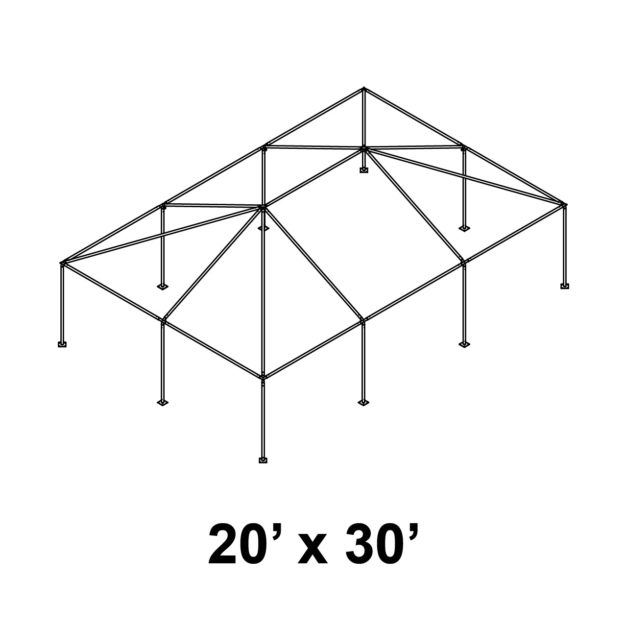 20' x 30' Classic Frame Aluminum Single Tube 8' Pole and Fitting Kit