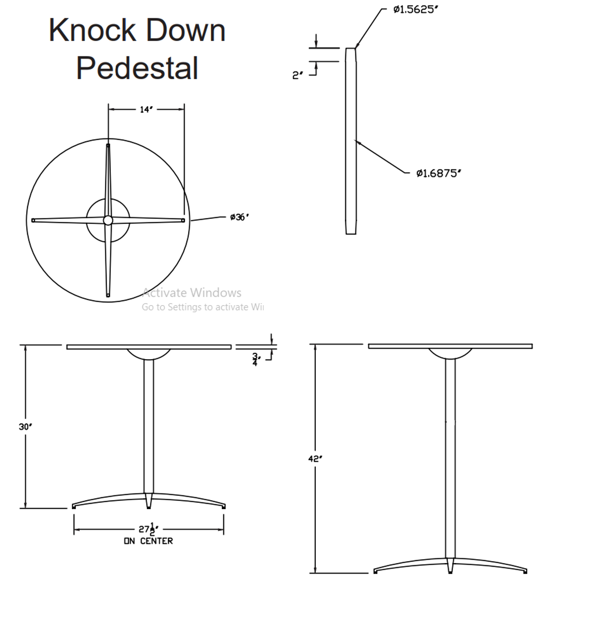 36" Round Pedestal Table