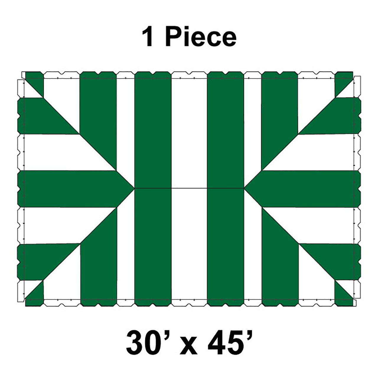 30' x 45' Classic Series Frame Tent, 1 Piece, 16 oz. Ratchet Top, White and Forest Green