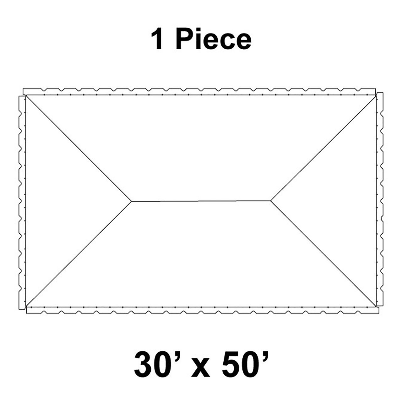 30' x 50' Classic Series Frame Tent, 1 Piece, 16 oz. Ratchet Top, Solid White