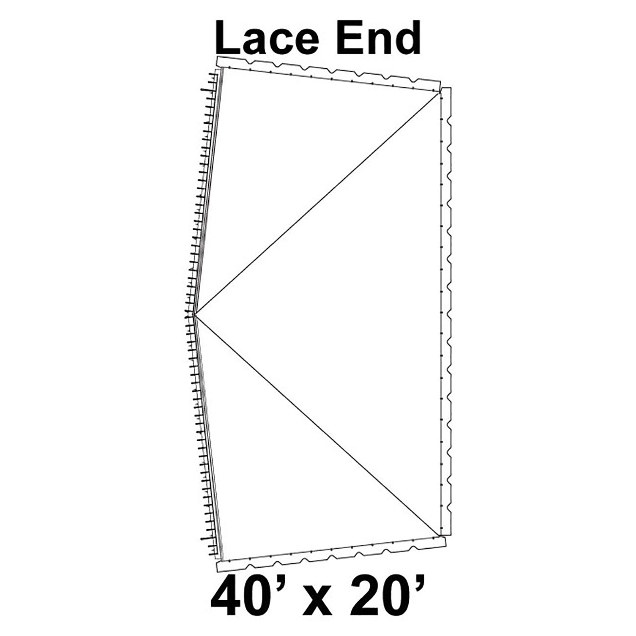 40' x 20' Classic Frame Tent Lace End, 16 oz. Ratchet Top, Solid White