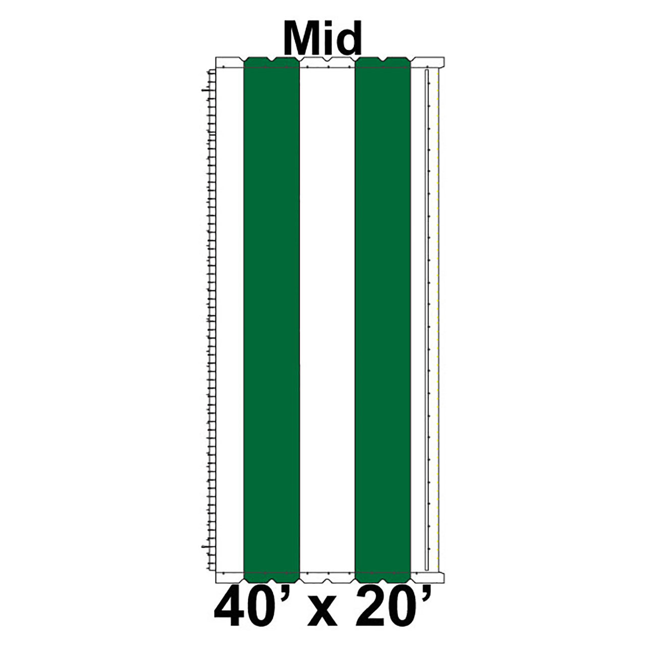 40' x 20' Classic Series Frame Tent Mid, 16 oz. Ratchet Top, White and Forest Green