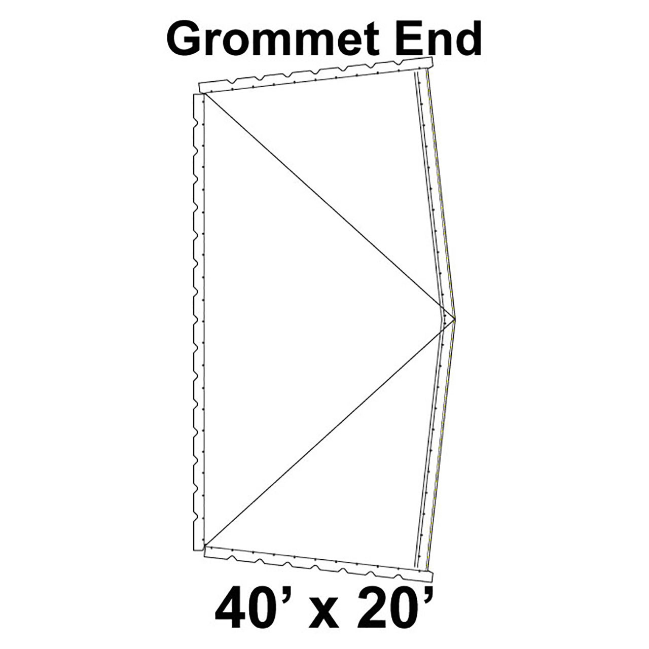 40' x 20' Classic Pole Tent Grommet End, 16 oz. Ratchet Top, Solid White