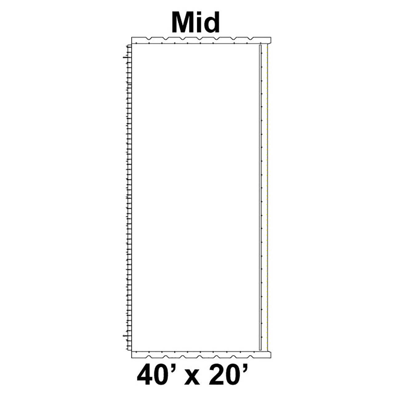 40' x 20' Classic Pole Tent Mid, 16 oz. Ratchet Top, Solid White