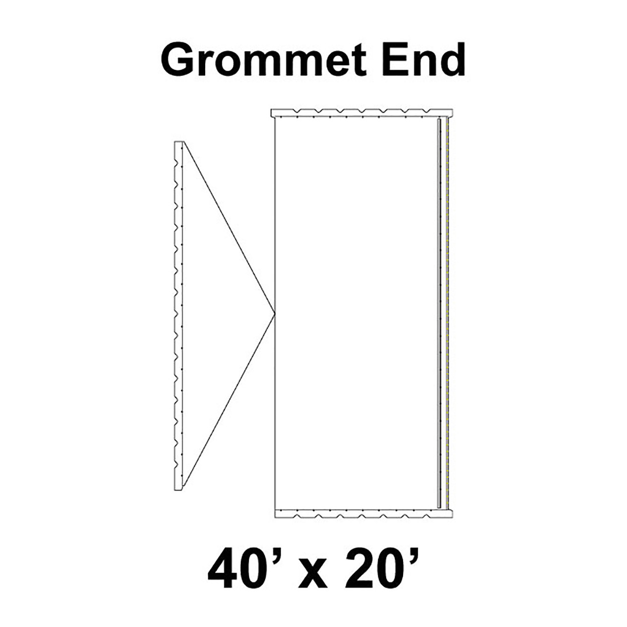 40' x 20' Gable Frame Tent Grommet End, 16 oz. Ratchet Top, Solid White