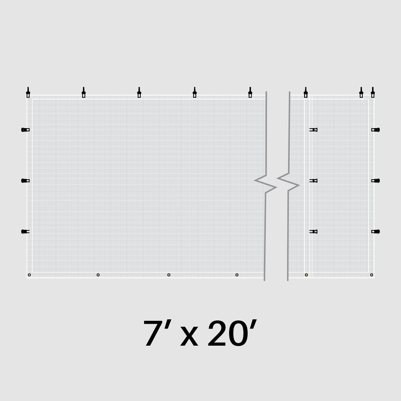 7' x 20' White Mesh Sidewall
