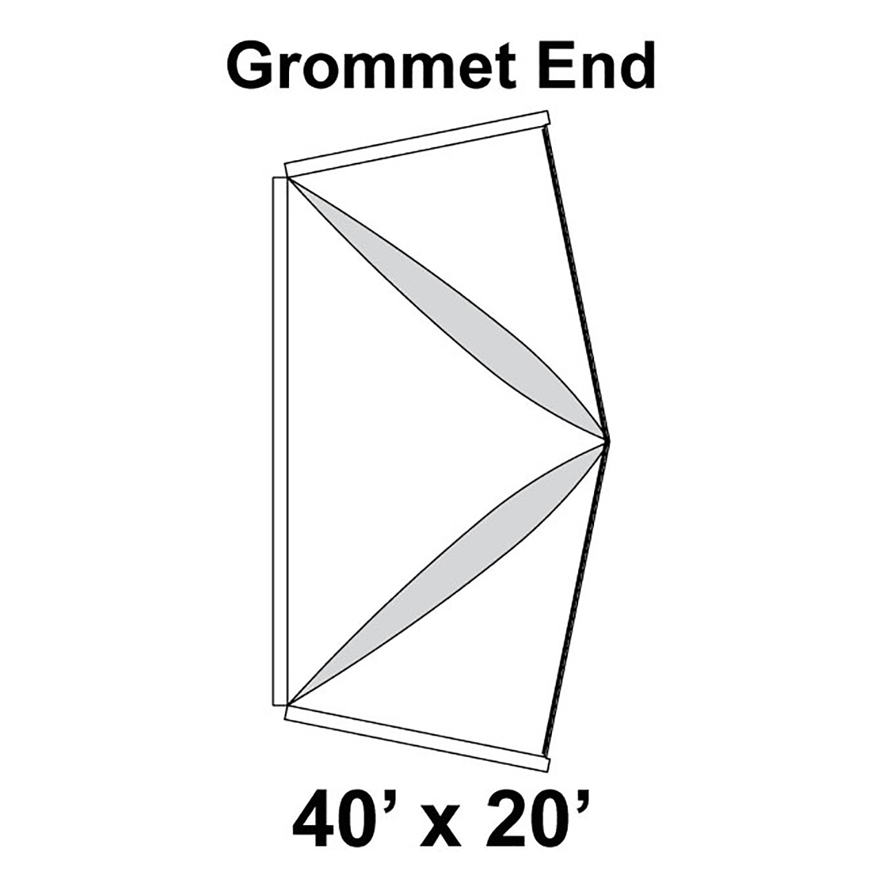 40' x 20' Premiere I High Peak Tent Grommet End, 16 oz. Ratchet Top, Solid White