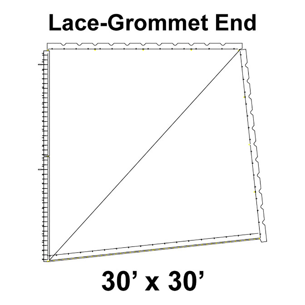 60' Classic Pole Tent End Section 2 of 4, 16 oz. Ratchet Top, Solid White (30'x30'-Lace Grommet)