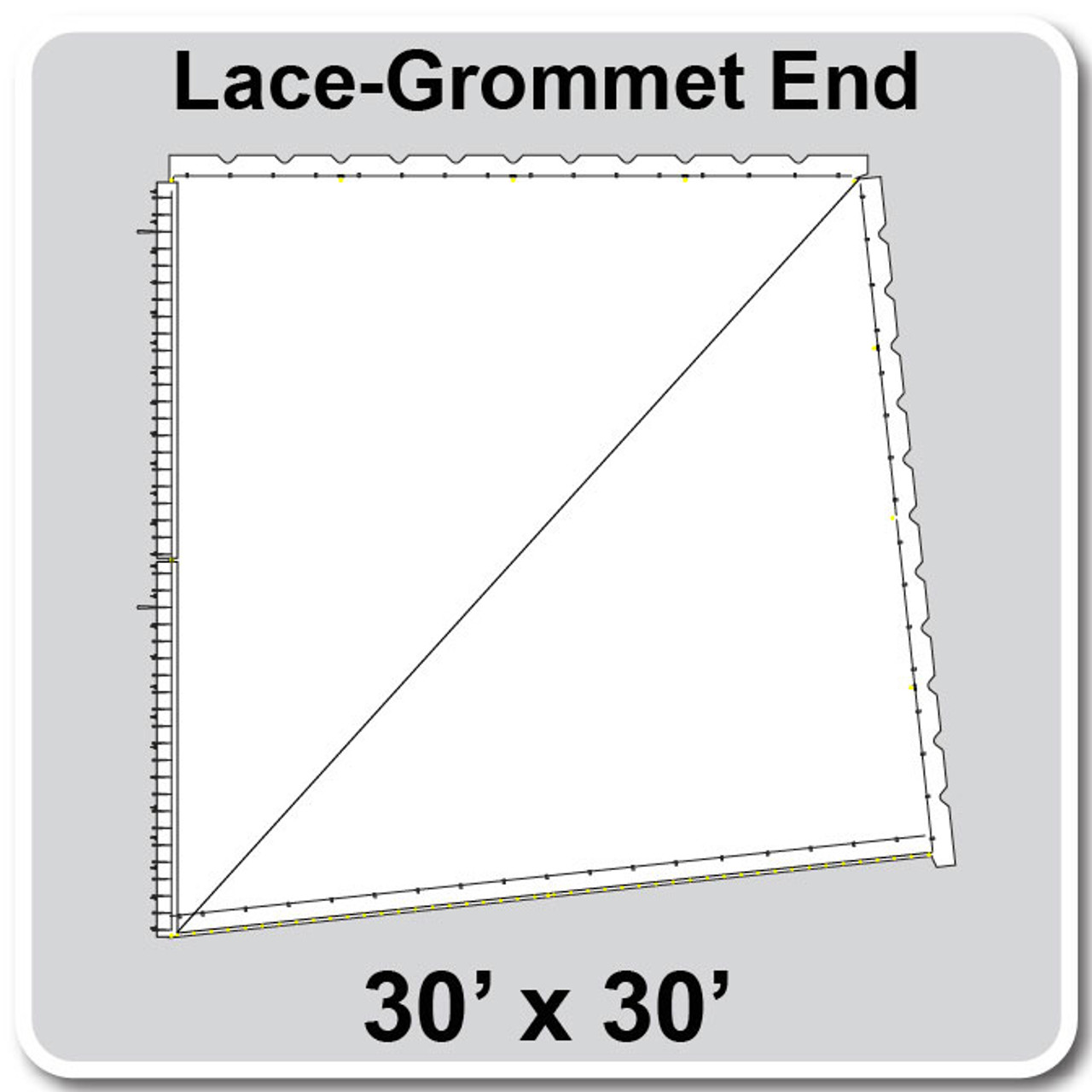 60' Classic Pole Tent End Section 2 of 4, 16 oz. Ratchet Top, Solid White (30'x30'-Lace Grommet)