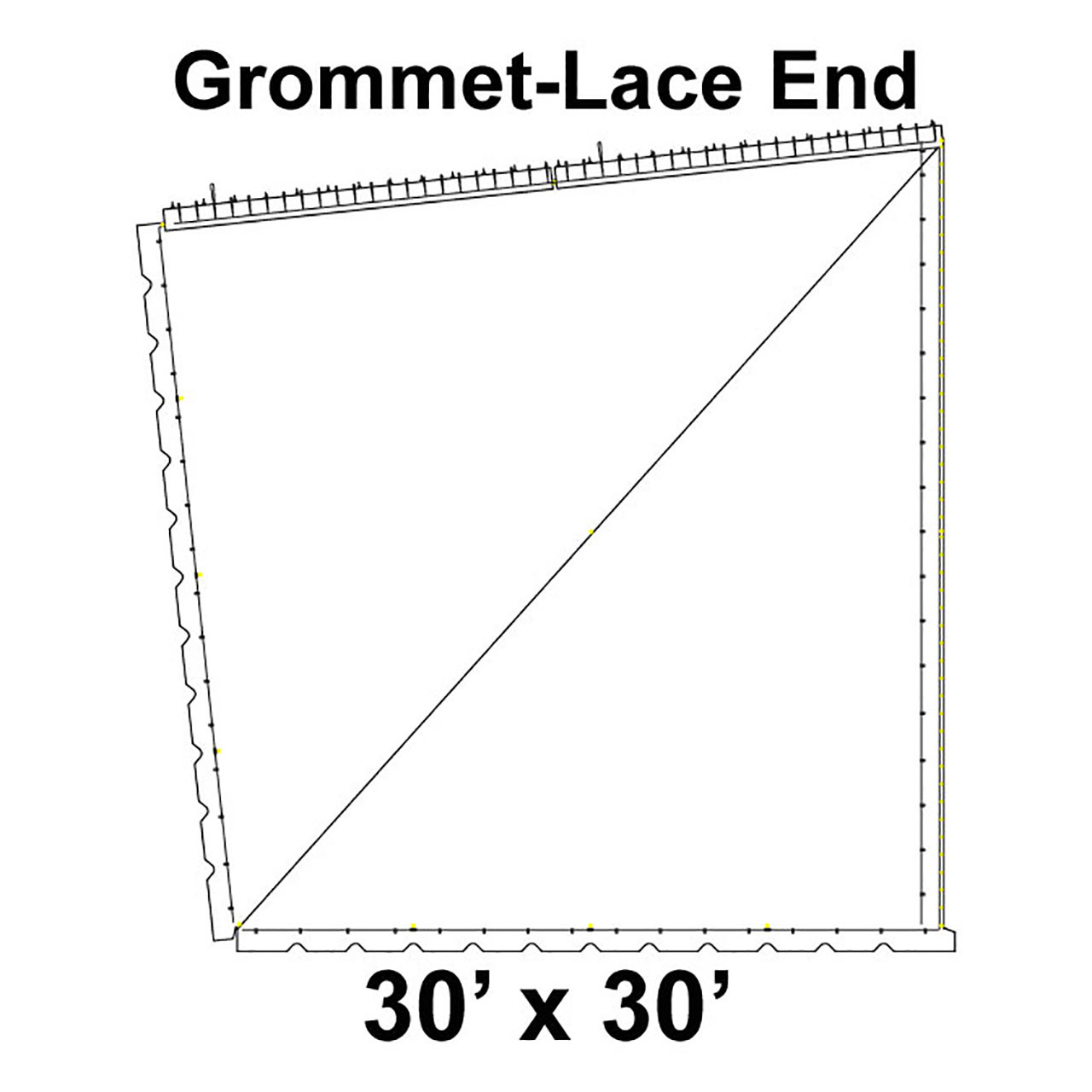 60' Classic Pole Tent End Section 4 of 4, 16 oz. Ratchet Top, Solid White (30'x30'-Grommet Lace)