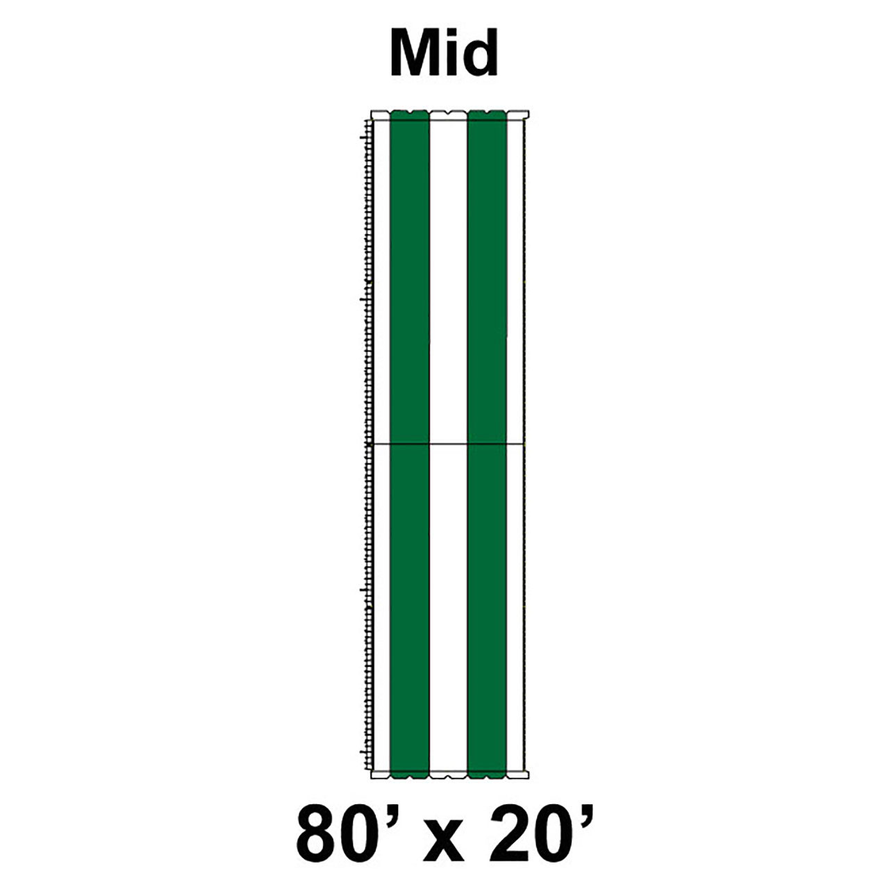 80' x 20' Classic Pole Tent Mid, 16 oz. Ratchet Top, White and Forest Green