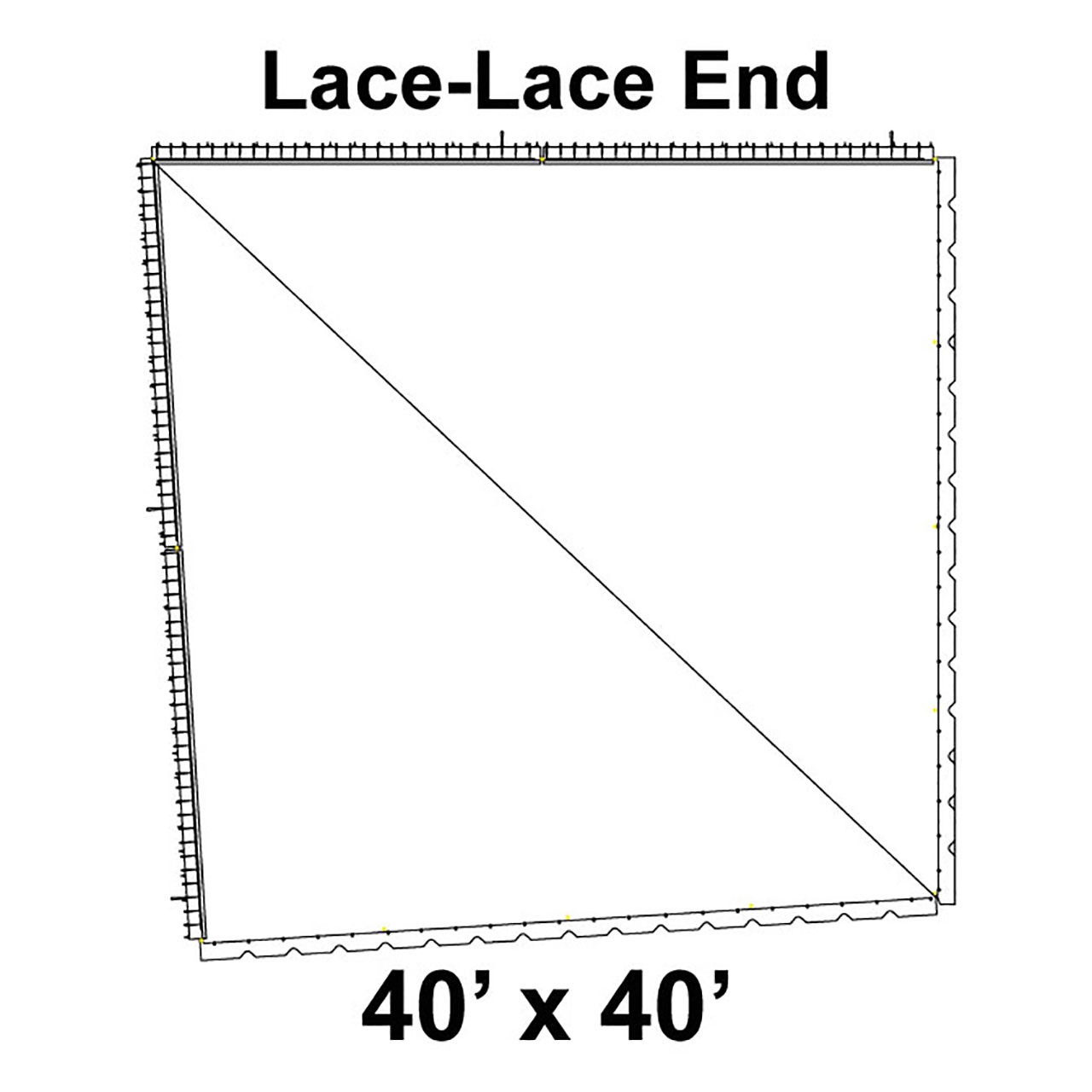 80' Classic Pole Tent End Section 1 of 4, 16 oz. Ratchet Top, Solid White (40'x40'-Lace Lace)