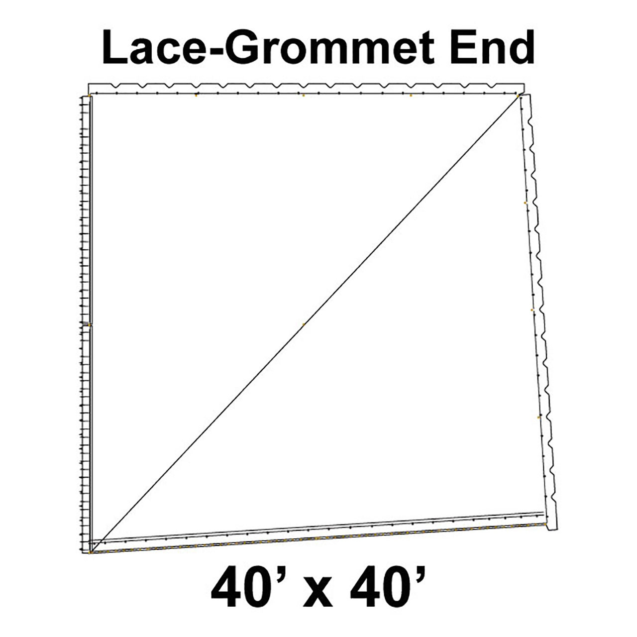 80' Classic Pole Tent End Section 2 of 4, 16 oz. Ratchet Top, Solid White (40'x40'-Lace Grommet)