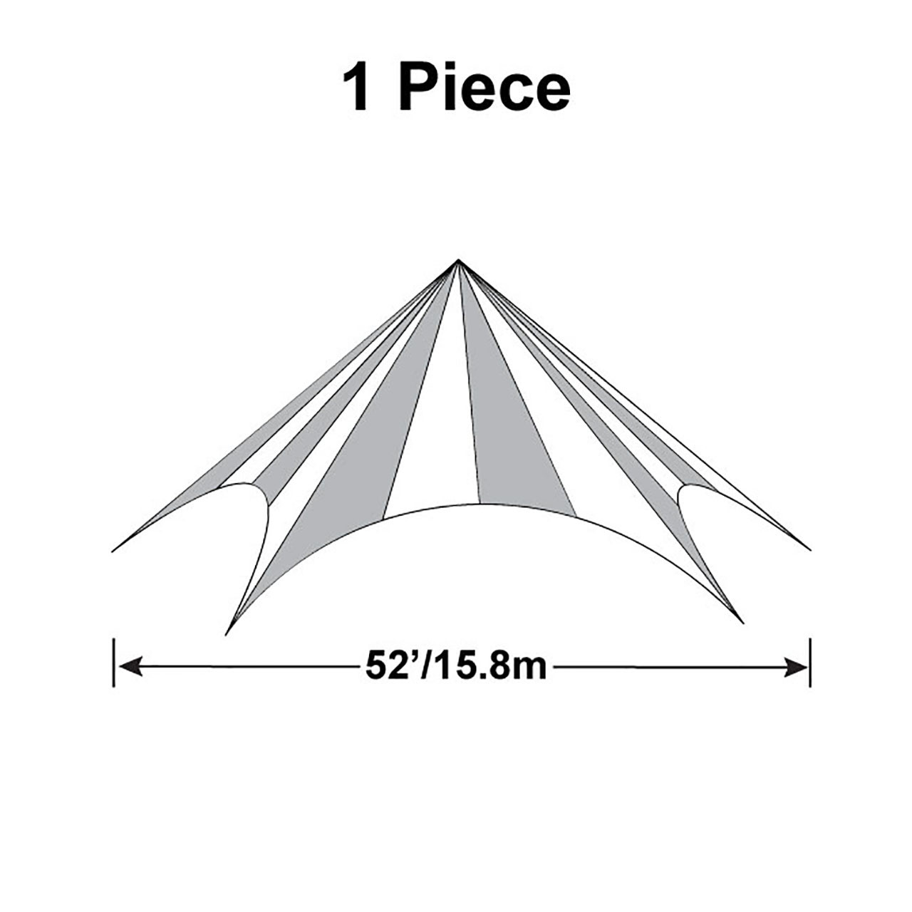 52' Diameter TP/Hexagon Tent, 1 Piece, 16oz. Ratchet Top, Solid White