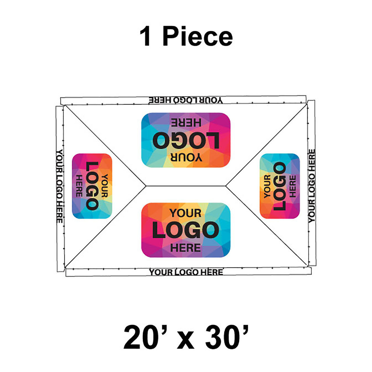 20' x 30' Classic Frame Tent, 1 Piece, 16 oz. Ratchet Top, Logo/Valance Print Only