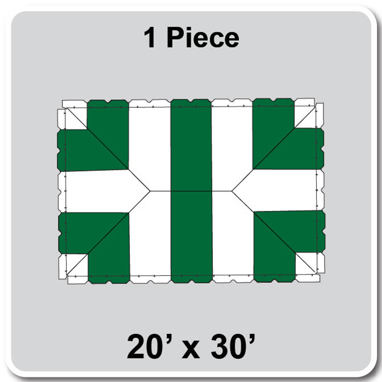 20' x 30' Classic Frame Tent, 1 Piece, 16 oz. Ratchet Top, White and Green