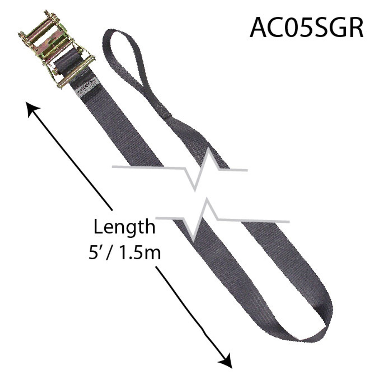 2" x 5' Gray Ratchet Strap