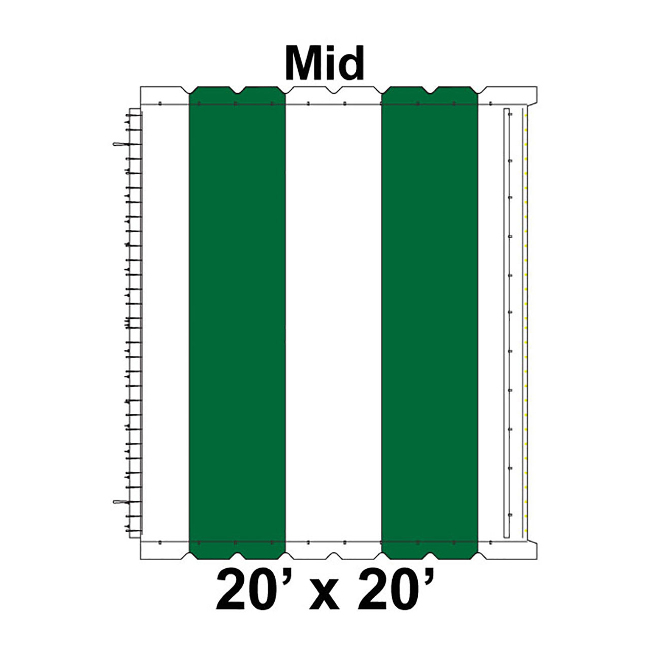 20' x 20' Classic Frame Tent Mid, 16 oz. Ratchet Top, White and Forest Green