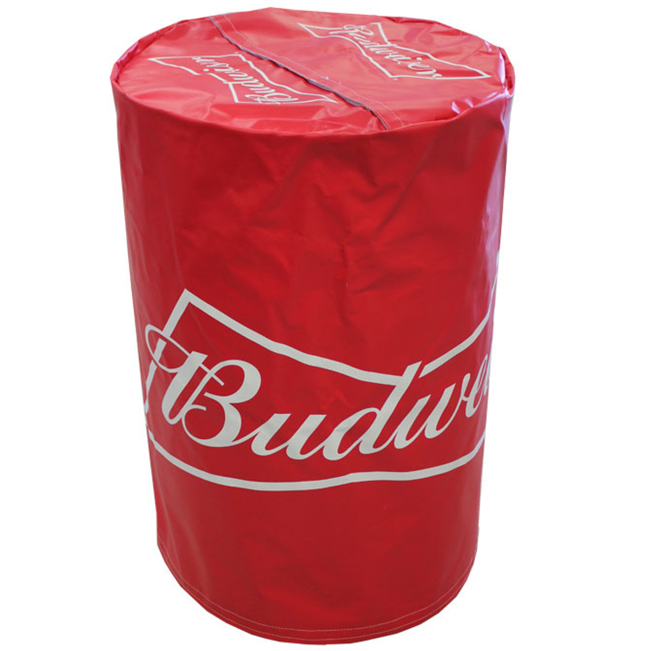 Customizable 16 ounce pull over barrel cover with top flap.